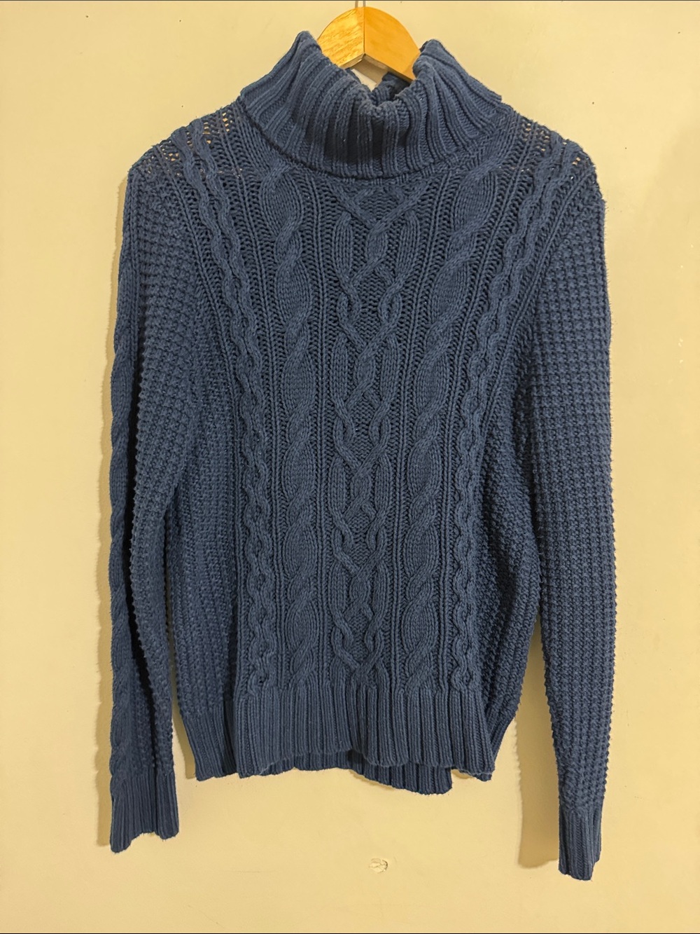 Lauren Ralph Lauren Cable Knit Turtleneck Sweater Blue Womens L Classic Preppy